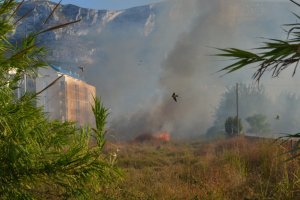 Un incendio calcina 7.000 metros cuadrados de matorral junto al colegio Les Vessanes en Dnia