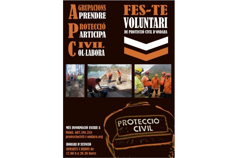 Protecci Civil dOndara llana una campanya per a la captaci de voluntariat