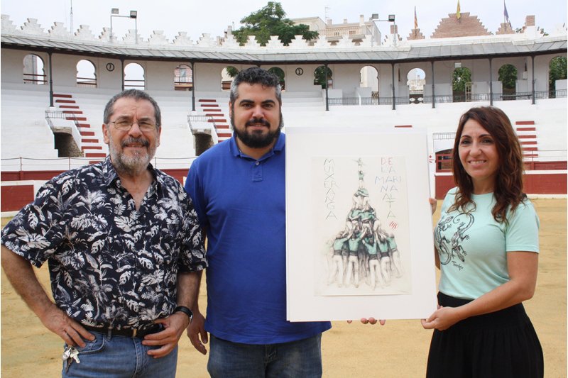 Un obra de Castejn commemora lalta de cinc de la Muixeranga de la Marina Alta per a ambientar el Festacarrer dOndara