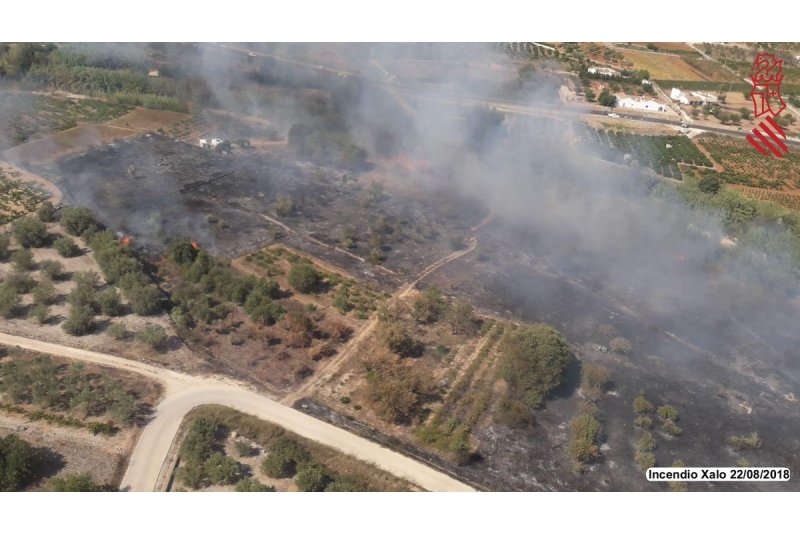 Los bomberos dan por estabilizado el incendio forestal de Xal 