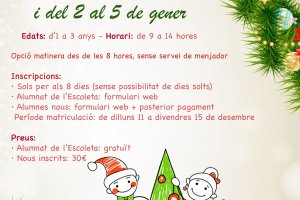 LAjuntament dOndara ofereix lEscoleta infantil de Nadal del 26 de desembre al 6 de gener